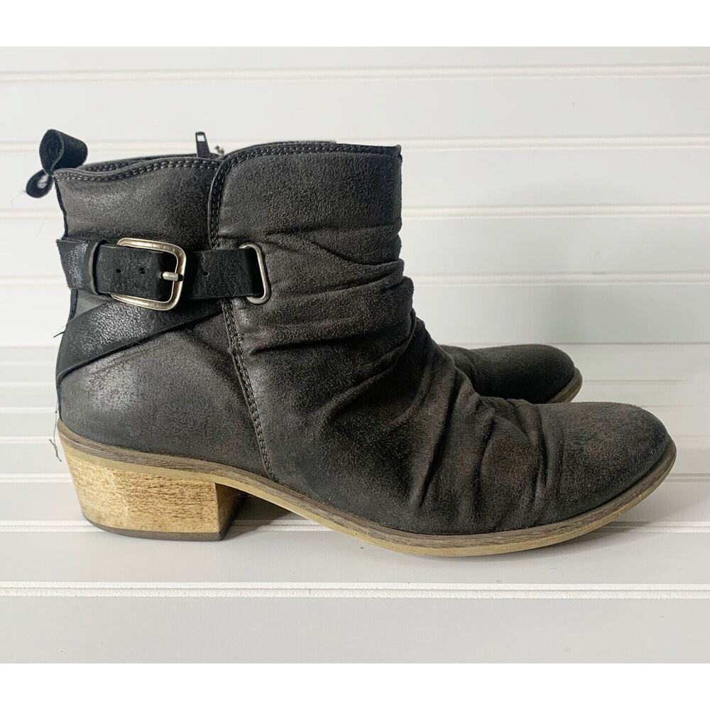 BareTraps Black Leather Ankle Boots with Buckle